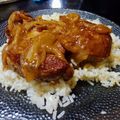 El cooksnap de Lorena Balbuena cuando hizo Bifes de bondiola a la mostaza + guarnición de arroz.
