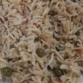 Haniya Khan's cooksnap of when they made Matar Pulao Achaar Gosht Shami kabab.