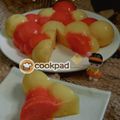 Cooksnap Aznie Khasri semasa beliau membuat Puding Kastard Jagung Lapis.