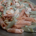 El cooksnap de Valeria Guerra cuando hizo Pasta con camarones, arvejas y panceta.