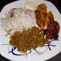 El cooksnap de Tona cuando hizo Arroz con Carne Molida y Espinaca Acompañado con Puré de Papas.
