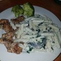 El cooksnap de Xiomy Alvarado cuando hizo Pasta con champiñones, espinaca y queso crema.