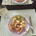 El cooksnap de Witold cuando hizo Salmón entero con almendras y patatas.