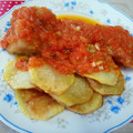 El cooksnap de Noemí cuando hizo Bacalao confitado en salsa de tomate.
