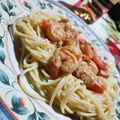 El cooksnap de Victor Alarcon cuando hizo Tallarines con salsa de camarones.