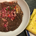 Mark Wheatley's cooksnap of when they made Black bean soup with poached egg, salsa and corn tortillas.
