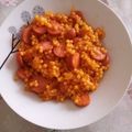 Mónika Oláh-Kása Cooksnap-ja, amikor elkészítette a(z) Tarhonyás-virslis lecsó receptet.