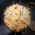 Debashree Deb's cooksnap of when they made এগ চিকেন ফ্রায়েড রাইস (egg chicken fried rice recipe in Bengali.