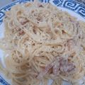 El cooksnap de Itziar cuando hizo Spaghetti carbonara original.