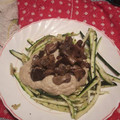 El cooksnap de Aruale cuando hizo Espaguetti de calabacín con falsa bechamel de coliflor.
