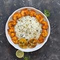 کوک اسنپ الاء بعد از امتحان کردن گشنیز پلو با خوراک میگو (Coriander pilaf with shrimp).