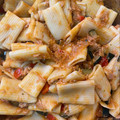 El cooksnap de astrid badia cuando hizo Rigatoni con Salsa de tomate, calabacín y atún.