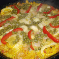 El cooksnap de Angel Prada cuando hizo Paella de frutos del mar con gambones congelados.