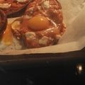 El cooksnap de Eva Gonzalez cuando hizo Puré de berenjena, piquillo y Cabra gratinado con huevo.