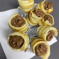 El cooksnap de Sarai Crespo Delgado cuando hizo Cucuruchos rellenos de chocolate y crema pastelera hecha al micro y pasta de hojaldre.