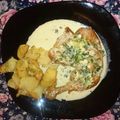 El cooksnap de Bily Musaber cuando hizo Pollo con crema de verdeo y roquefort con papas.