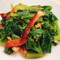 姚佩妘 的 介蘭菜炒茶香臘肉(簡單料理) cooksnap