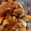 El cooksnap de Rayne Peña cuando hizo Domplin con salami guisado al estilo dominicano.