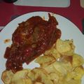 El cooksnap de miki cuando hizo Chuletas de cerdo a la Riojana.
