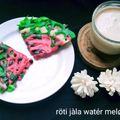 Cooksnap Tata My Beloved semasa beliau membuat Roti Jala Watermelon Cicah Susu.