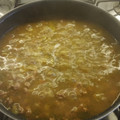 El cooksnap de Adriana Zambrano cuando hizo Sopa de conchitas con carne molida.
