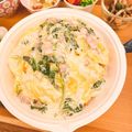 のんちごはん♡'s cooksnap of when they made ホウレン草のクリームソースオムライス.
