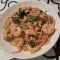 El cooksnap de Florencia cuando hizo Espaguetis con langostinos al vino Madeira.
