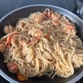 El cooksnap de Fernando Montenegro Mackliff cuando hizo Pasta con salsa cremosa y gambas/camarones.