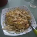 El cooksnap de cesar cuando hizo Tallarines con salsa de camarones.