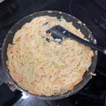 El cooksnap de Valeria Palomo cuando hizo Espaguetis con salmón y salsa de queso batido.