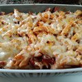 El cooksnap de Sandra cuando hizo Macarrones con salchichas y chorizo, rellenos de queso.