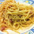El cooksnap de Edu cuando hizo Macarrones carbonara de calabacín y bacon.