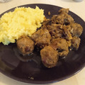 El cooksnap de Elvira Galiano cuando hizo Albóndigas mini, en salsa de cebolla al vino, con puré casero de patatas.