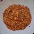 El cooksnap de Cris Castillo cuando hizo Arroz meloso con carne picada y pimiento.