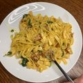 Cooksnap Klaudia Goll z czasów, kiedy przygotował Makaron z kurczakiem i szpinakiem w sosie curry.