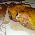 El cooksnap de Danny cole cuando hizo Pollo al horno con alcachofas, boniato y salsa de uva.