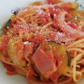miyam315's cooksnap of when they made ズッキーニとベーコンのトマトパスタ。.