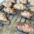 Liam's cooksnap of when they made Kafta balls - Lebanese style meatballs.