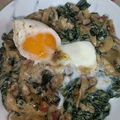 El cooksnap de JOSE LUIS GARCIA cuando hizo Espinacas a la crema con jamón, champiñones y huevo poché.