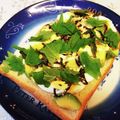 龍青空ママ's cooksnap of when they made 茹で卵・アボカドの塩昆布山葵大葉トースト.