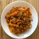 El cooksnap de Marién Ibáñez cuando hizo Fideos de arroz con soja texturizada.
