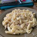 El cooksnap de Miriam Gonzalez cuando hizo Macarrones carbonara con pollo.