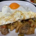 El cooksnap de Arantza cuando hizo Caponata siciliana con huevo frito.