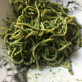 El cooksnap de Lorena cuando hizo Espaguetis integrales con pesto de espinacas y nueces.