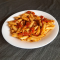 El cooksnap de Alejandra cuando hizo Pasta en salsa de queso crema, tomate y pesto.