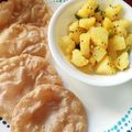 Smruti Shah's cooksnap of when they made પૂરી અને બટાકા ની સુકી ભાજી (Poori Bataka Suki Bhaji Recipe In Gujarati).
