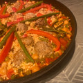 El cooksnap de Chie cuando hizo Paella de La Safor, (con albóndigas) hecha con leña...🔥.