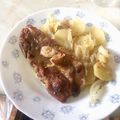 El cooksnap de Merche Magro Linares cuando hizo Chuletas de cerdo asadas en cama de patatas y cebollas especiadas.