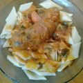 El cooksnap de Alejandralagrana cuando hizo Chorizos a la pomarola con puré de papas.