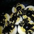 Ashley's cooksnap of when they made Creepy crawly deviled eggs.